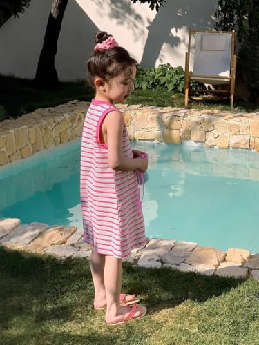 Toddler Sundress Kids Little Girl Summer Tank Stripe Casual Midi Sun Dress2