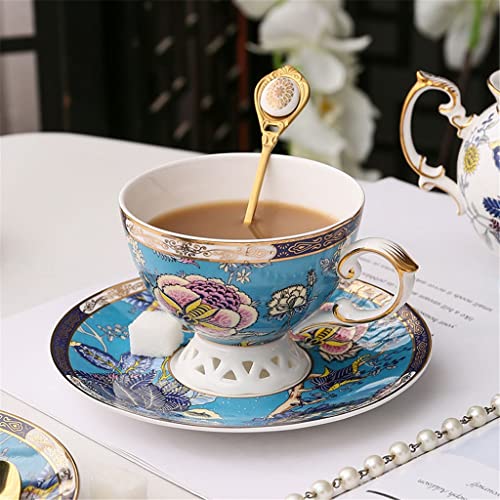 Taza de café Juego de té de té de la tarde británica, taza de café de China de hueso, estilo europeo de café pequeño… - Imagen 6