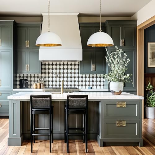 KSANA 17.7" White and Gold Dome Pendant Light, Large Modern Hanging Light Fixture with Gold Interior, Kitchen Island Lighting for Dining Room by KSANA - Used condition - Image 6