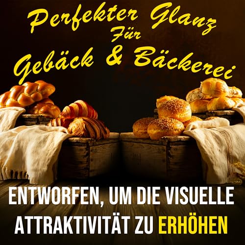 Sofortige Bäckerei-Glasurspray Easy Shine für Croissants, Brioche & Brötchen, gebrauchsfertig, allergenfrei, Eiwasch-Alternative, glänzendes Finish für Backwaren 500g
