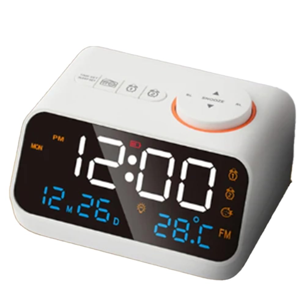 CTRLZS FM Radio Digital Table Calendar +Temperature Thermometer Humidity Hygrometer (A) 1Set