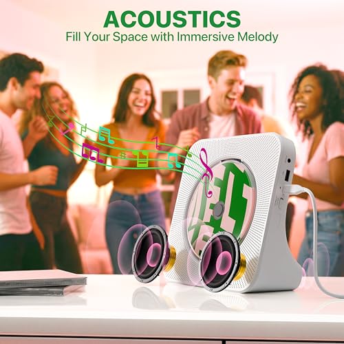 Image of ROADOM Portable CD Player with Bluetooth, Hi-Fi Speakers & FM Radio | Bluetooth transmitter & receiver, Hi-Fi stereo sound, FM radio, USB & AUX, 5 CD formats, compact CD player for kids & seniors