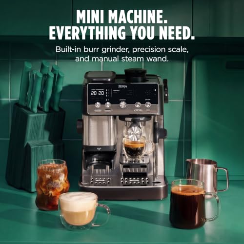 Ninja Luxe Café Mini, Espresso Machine & Drip Coffee, Stainless, ES301 | Built-in Burr Grinder, Precision Scale & Manual Steam Wand, Lattes, Cappuccinos & More