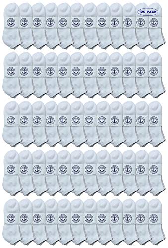 120 Pairs Of Yacht & Smith Mens Wholesale Bulk No Show Ankle Socks, Cotton Sport Athletic Socks - Size 10-132