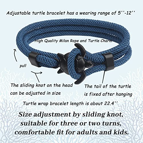 Liny Ocean Animal Bracelet Wrap Rope Bracelet Shark Dolphin Turtle Octopus Bracelet For Girls Boys Sea Animal Lover Gifts (Turtle Bracelet Blue) #TOP2