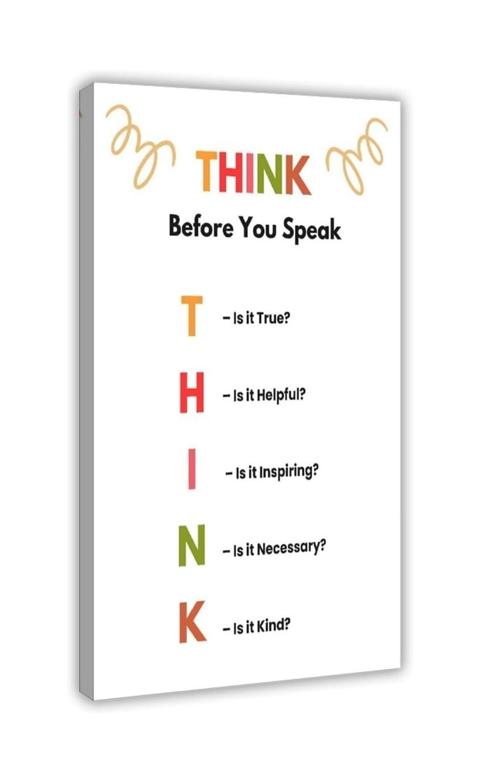NWPNLXEA Mindful Communication Poster THINK Before You Speak Guide for Effective Relationships Canvas Wall-Art Office Decor Motivational Print Framed,12X18inch(30X45cm)