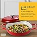 Klee 3.8 Quart Red Casserole Dish with Lid - Enameled Porcelain Coated Cast Iron Cookware Used as Braising Pan, Baking Pan, Saucepan, Frying Pan, and More - 3.8 Quart Capacity, 12 Inches