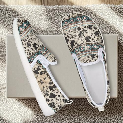Howilath Western Aztec Print Mesh Sneakers Women Slip on Loafers Casual Breathable Shoes Walking Shoes2