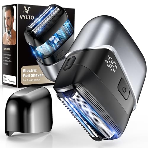 Image of Electric Foil Shavers for Men- New Version Mini Electric Razor with 3D Floating Heads & Precision Blades, Portable Cordless Electric Shaver IPX7 Waterproof, LED Display & Fast Charge