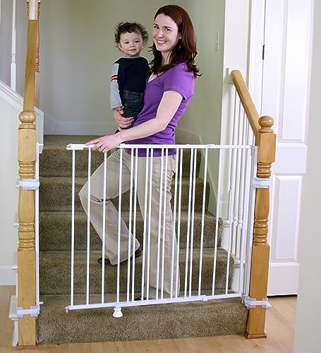Image of Regalo Extra Tall and Wide 2-in-1 Stairway and Hallway Wall Mounted Baby Gate, Bonus Kit, Includes Banister and Wall Mounting Kit