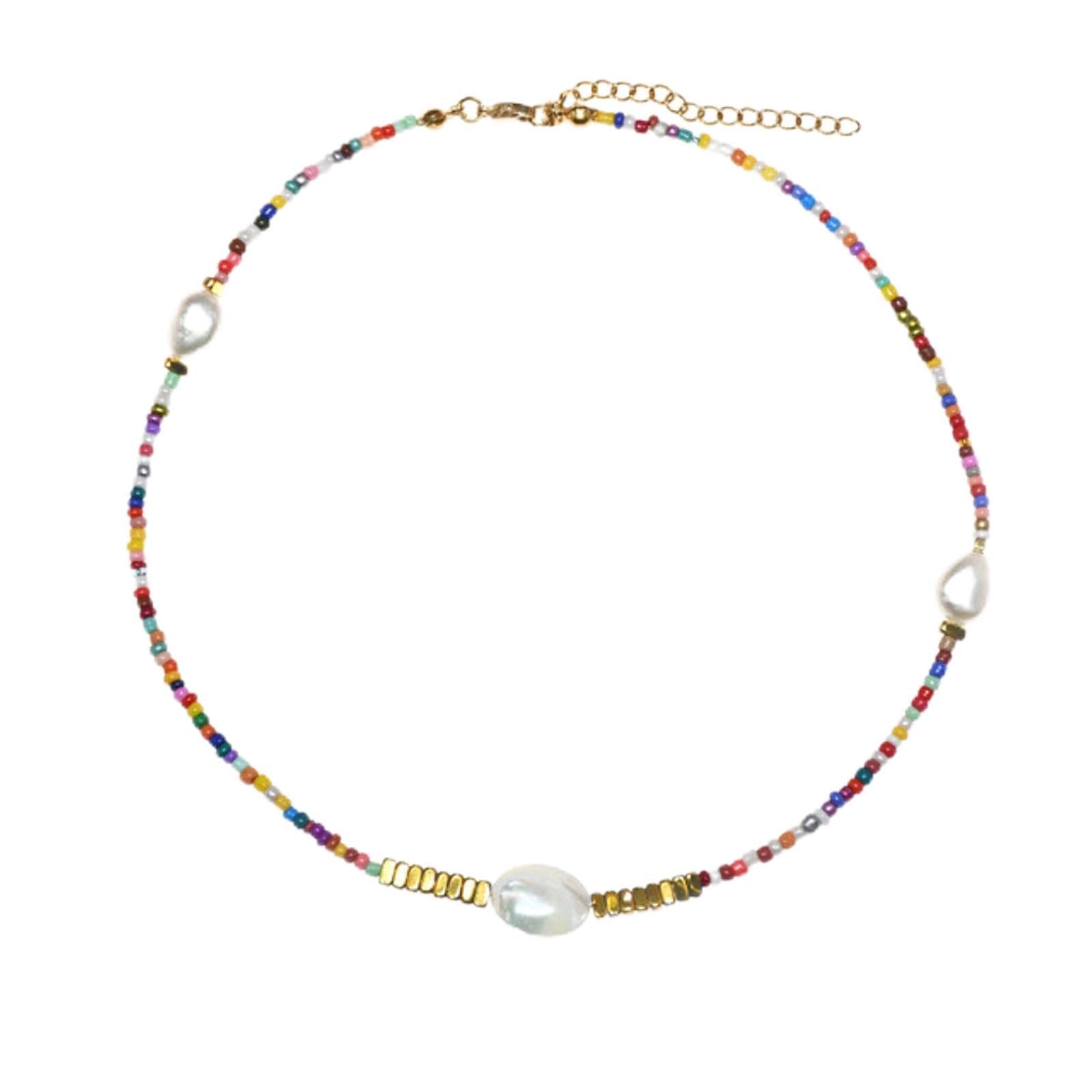 Collier ras du cou perles multicolores pour sublimer vos tenues d'été à la plage