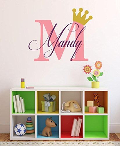 Baby Girl Initial Personalized Custom Name Vinyl Wall Decal 20" W by 12" H, Girl Name Wall Decals, Wall Decal, Name Wall Decal, Nursery Name Decal, Girls Names, Plus Free White Hello Door Deca