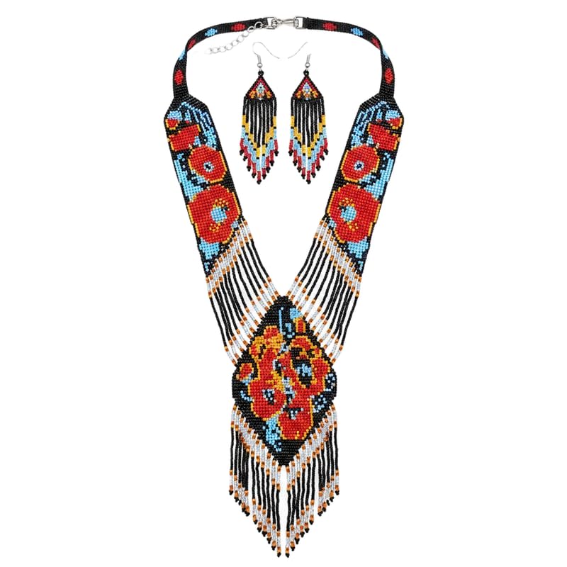 Collar ucraniano Gerdan y pendientes en estuche para regalo cultural original hecho a mano