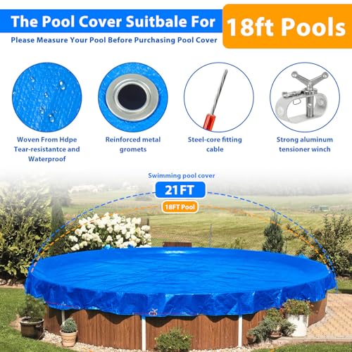 Cobertor redondo para piscina 21 pies con accesorios miniatura 2
