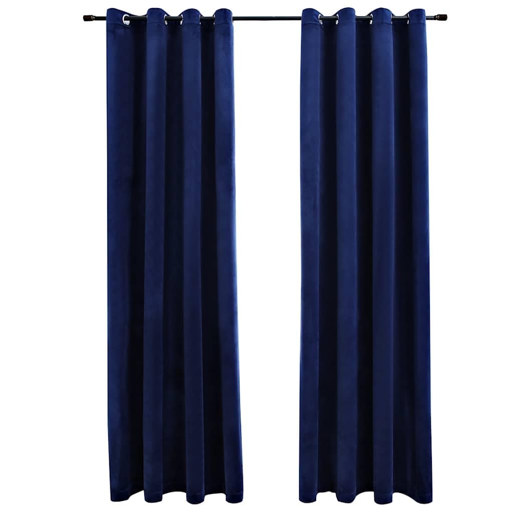 Fengshui Aksamitne zasłony zaciemniające na przelotkach, 2 szt., ciemnoniebieskie, 140 x 245 cm, do salonu, sypialni, nieprzezroczyste zasłony z metalowymi pierścieniami, można prać w pralce