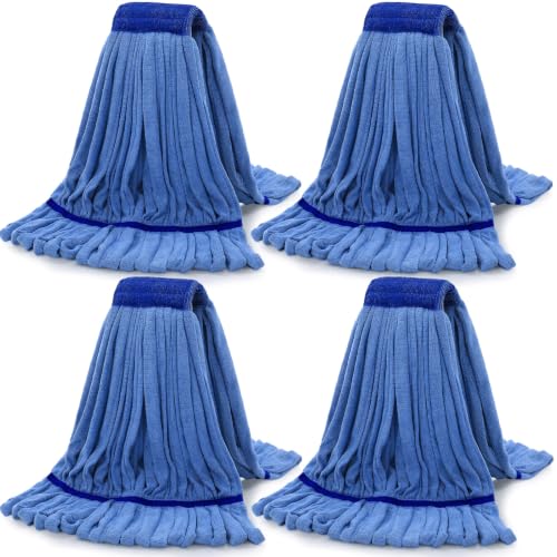 Image of Lallisa 4 Pcs Microfiber Commercial Mop Head Replacement Tube Industrial Looped End Mop Heads Refill for Floor Cleaning for Home Commercial Industrial Use (X-Large,Blue)