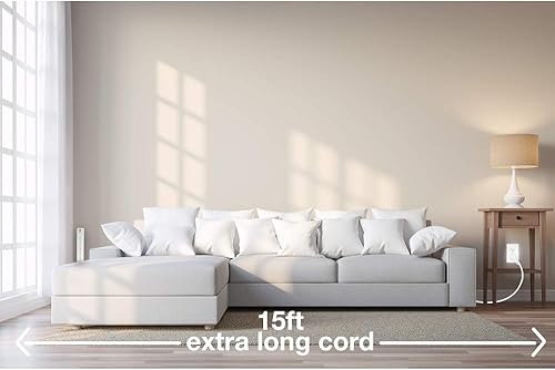 Miniatura 6 de Digital Energy Regleta de protección contra sobretensiones de 6 salidas con cable de extensión de 15 pies de largo, negro, enchufe plano,