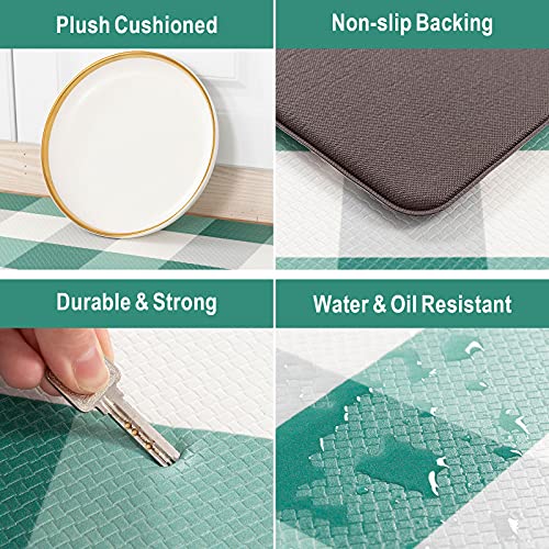 Carvapet Buffalo Plaid Küchenmatte, 2 Stück, gepolsterter Anti-Ermüdungs-Teppich, wasserdicht, rutschfest, PVC… - Image 4