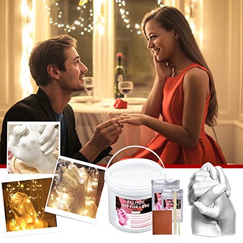 Hand Casting Kit Couples,Hand Molding Kit for Families Adults Kids,Keepsake Hand Mold kit Couples,DIY Plaster Statue Molding Kit,Hand Holding Craft for Anniversary,Wedding,Valentine Gift (650g)