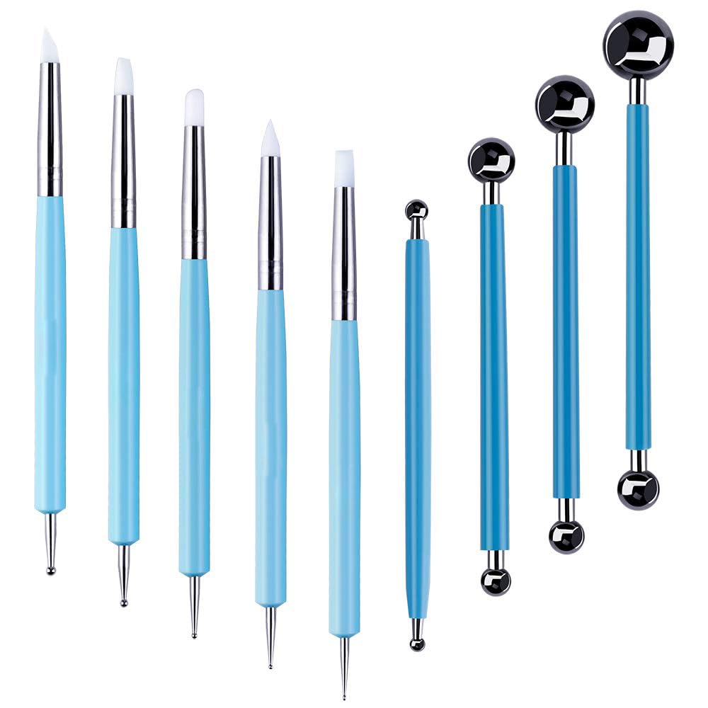 URBAN BOX Dotting Tools,Silicone Clay Sculpting Tool,Ceramic Clay Ball Stylus Dot Painting Tools,Pottery Embossing Tool for Rock,Nail,Blending, Drawing,Modeling-image-24
