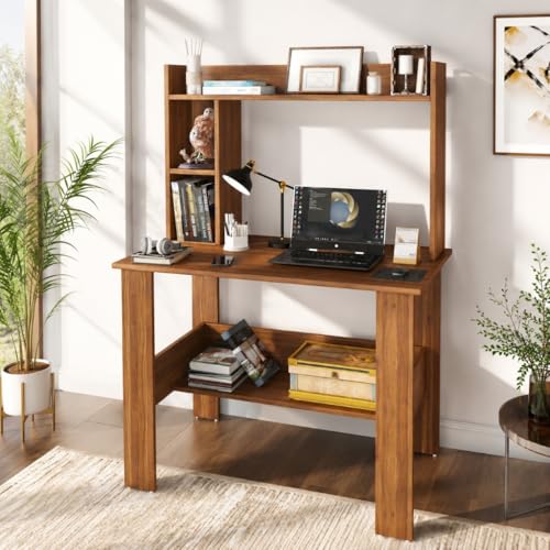 Image of SPYDER CRAFT Modern Daisy Engineered Wood Study Table with Storage Shelf | Clean Minimalist Computer Desk for Home, Office, & Bedroom | Durable & Easy to Clean (Oak) (Assembly DIY)