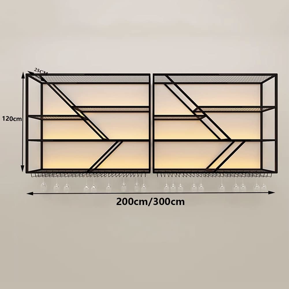 Botellero para colgar en la pared, estante de metal luminoso para cocina y comedor, fácil de instalar, decoración retro, perfecto para botellas de vino y enfriadores de vino