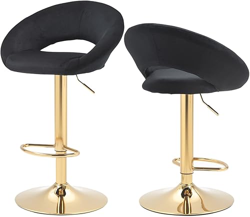 Juego de 2 taburetes de bar de altura de mostrador, taburete de bar giratorio con respaldo y reposapiés, taburete de bar de altura ajustable de 22 a