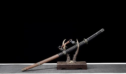 Miniatura 2 de Hecho a mano real de espiga completa china Ruyi Taichi patrón de espada de acero con funda de madera negra de ébano (amarillo-taichi)