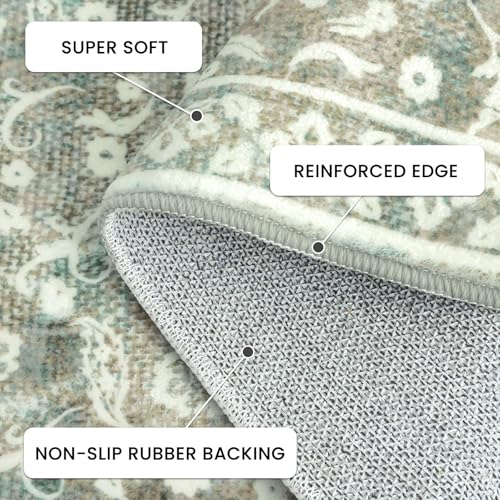 SILOLOOM Vintage 2x7 Runner Rug, Sage Green Beige Washable Runners for hallways, Super Soft Kitchen Runner Rug Non Slip, Print Faux Wool Floral Thin Carpet Runner for Entryway Indoor Bedside Runner - Cosy Home Interiors SILOLOOM Vintage 2x7 Runner Rug, Sage Green Beige Washable Runners for hallways, Super Soft Kitchen Runner Rug Non Slip, Print Faux Wool Floral Thin Carpet Runner for Entryway Indoor Bedside Runner - Image 6