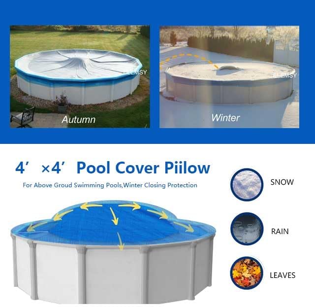 4 x 4 Ft Pool Cover Pillow for Above Ground Swimming Pools. Winter Pool Pillow for Closing | Extra Durable 0.4 mm PVC Resistant Pool Cover Air Pillow (2 Pcs)