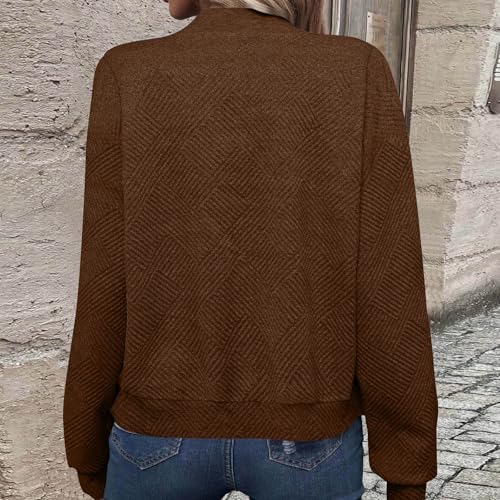 hlysgo Womens Bomber Jacket Casual Full Zip Up Textured Coat Lightweight Fall Long Sleeve Jackets Outerwear with Pockets3