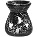 MyGift Black Ceramic Essential Oil Burner Tealight Candle Holder Decorative Aroma Diffuser, Set of 2