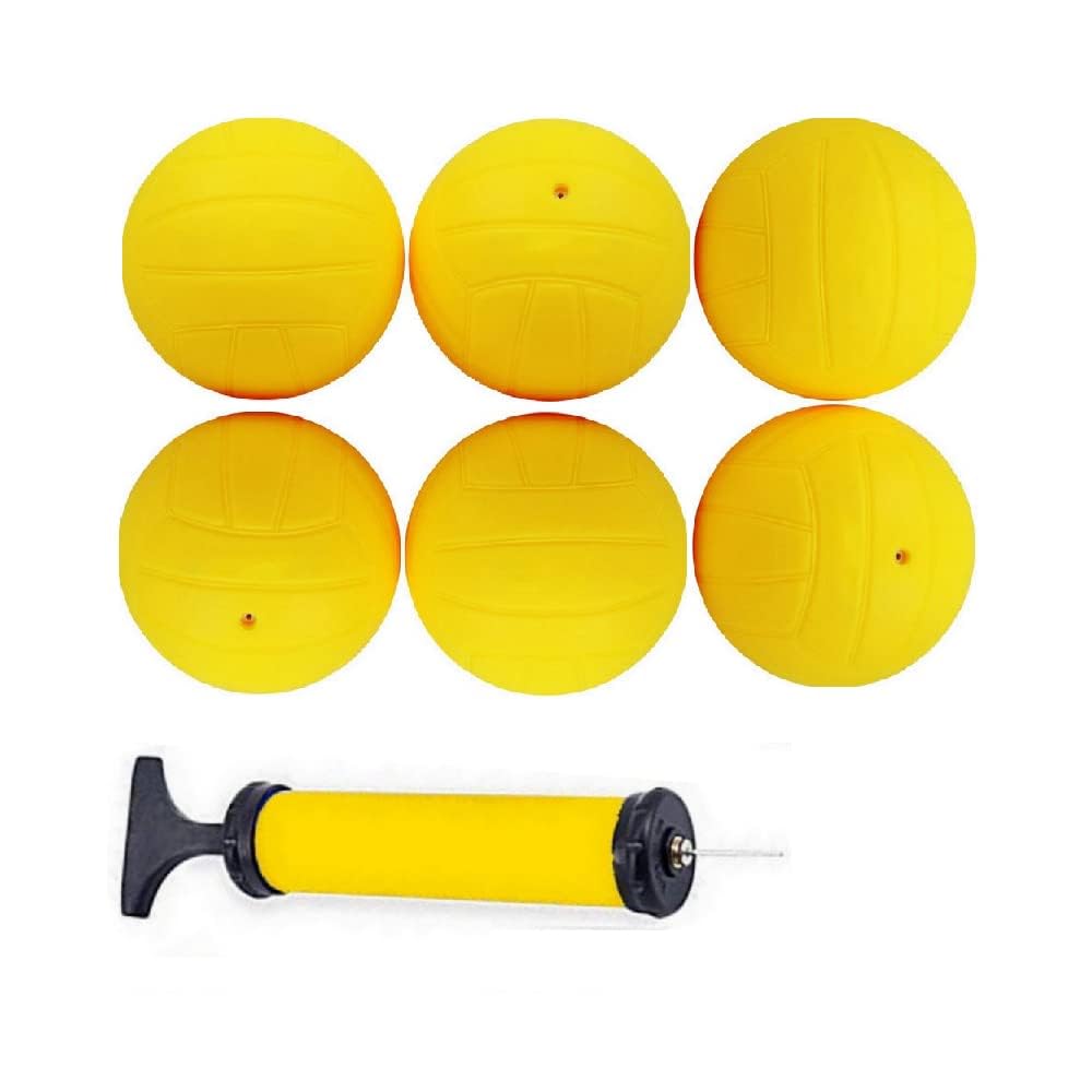 Spike Replacement Balls 6 Yellow Soft Balls with Pump for Roundnet Game