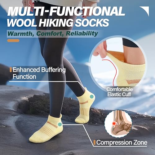6 Pairs Merino Wool Ankle Running Hiking Socks Compression Support Breathable Thick Cushion No Show Socks for Women Men3