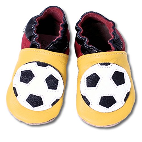 HOBEA-Germany Baby Krabbelschuhe Jungen Kinderhausschuhe Jungen Lederschuhe  Fußball numeric_16