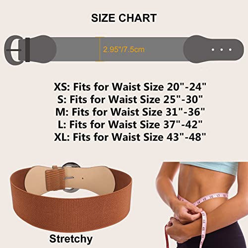 Whippy 4 Pack Women Wide Elastic Waist Belt Vintage Stretchy Belt Waistband For Ladies Dresses, Black/Brown/Red/Gold, L #TOP5