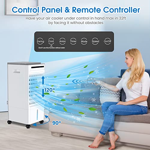 Portable Air Conditioners - 4-In-1 Air Conditioner Portable For Room, Evaporative Air Cooler W/ 4 Modes, 3 Speeds, 1.32 Gallon Water Tank, 90°Oscillation,7H Timer, Portable Ac For Room Home Office #TOP2