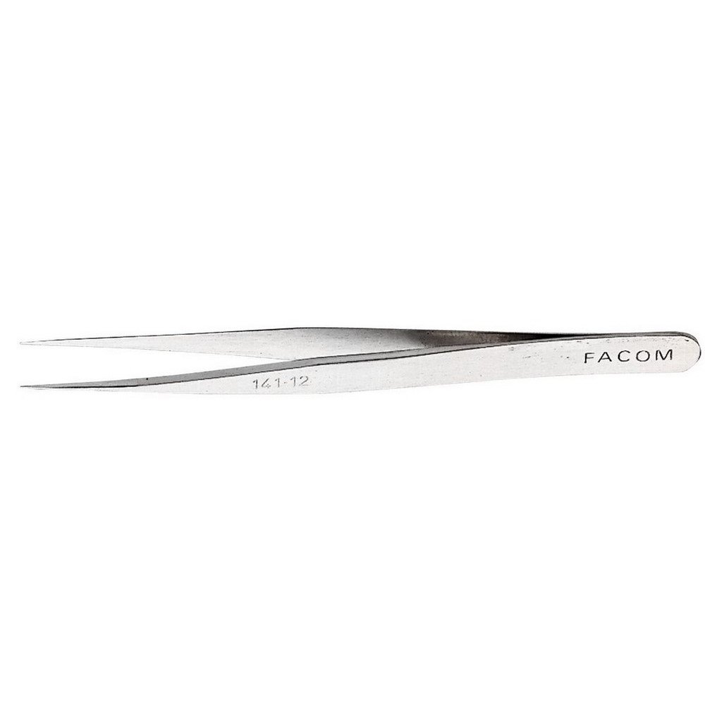 FACOM 141.12 "High Precision" Straight Very Pointy Model Tweezer, 130 mm Length, Silver