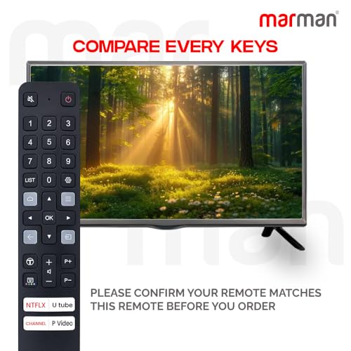 Image of marman Compatible with TCL Smart TV Remote Control Original Model RM-L1673 V2 Non Voice Command with Netflix, YouTube, Prime Video hotkeys Suitable for LED, LCD, UHD, QLED and 4K Android Television