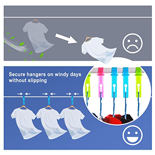 HLIWS Laundry Pegs-20 pcs Washing Line Non Slip Pegs(5 colors),8 pcs Silicone Clothes Hanger Fixed Hook(4 colors),Stops hangers from blowing away - Image 2