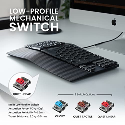 Image of Perixx PERIBOARD-335RD Wired Ergonomic Mechanical Compact Keyboard - Low-Profile Red Linear Switches - Programmable Feature with Macro Keys - Compatible with Windows and Mac OS X - US English