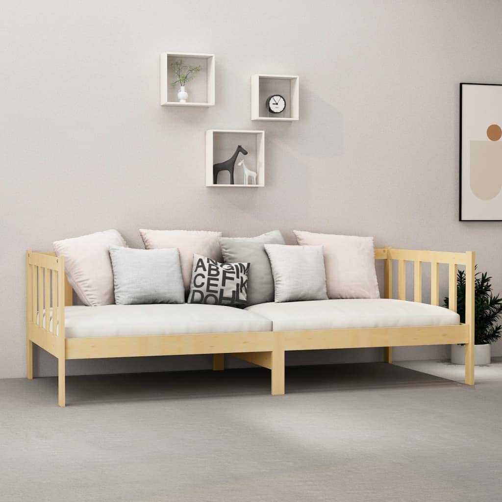 Lit Canapé VidaXL Pin Massif 90x190/200cm Avec Matelas Gris - Neuf