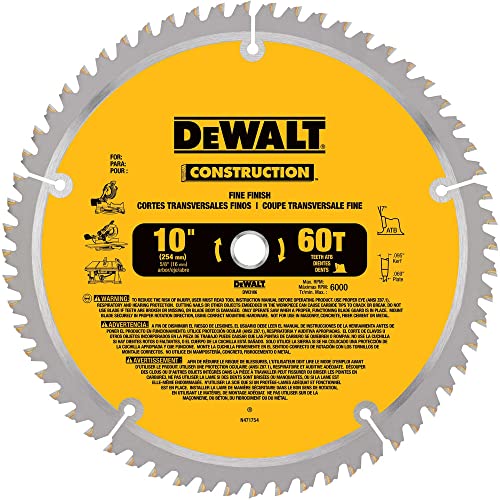 DEWALT 10-Inch Miter / Table Saw Blade, ATB, Thin Kerf, Cros...