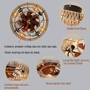 20" Caged Ceiling Fans with Lights and Remote, Boho Flush Mount Ceiling Fan with Light, Low Profile Chandelier 6 Speed Bladeless Reversible Ceiling Fan w/ 4 Bulbs. for Living Room Bedroom. 20 Caged Ceiling Fans with Lights and Remote Boho Flush Mount Ceiling Fan with Light Low Profile Chandelier 6 Speed Bladeless Reversible Ceiling Fan w 4 Bulbs for Living Room Bedroom