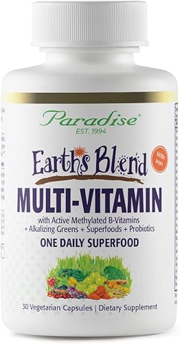 Paradise Herbs Earth's Blend, ORAC Energy Greens, multivitamínico, con hierro, vegano, sin OMG, sin gluten, 30 cápsulas vegetarianas