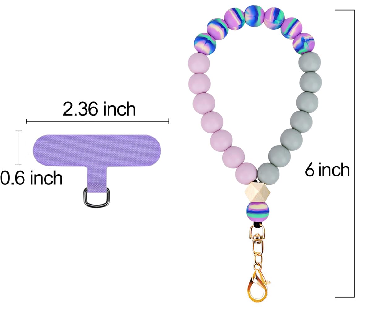 Correa de muñeca de silicona con cuentas de mármol para teléfono, cordón desmontable para teléfono celular con pestaña de sujeción, pulsera elástica manos libres, agarre ajustable para teléfono para