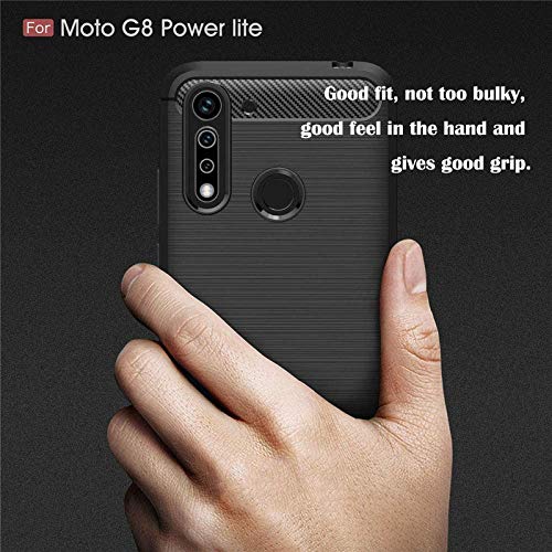 Image of NPRC Hybrid Ultra Slim Protective Case TPU Non-Slip Carbon Fiber Texture Shockproof Case Cover for Moto G8 Power LITE - Black