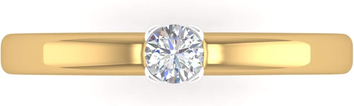 1/5 Carat Round Cut Solitaire Diamond Engagement Ring in 14K Gold (I1-I2 Clarity)