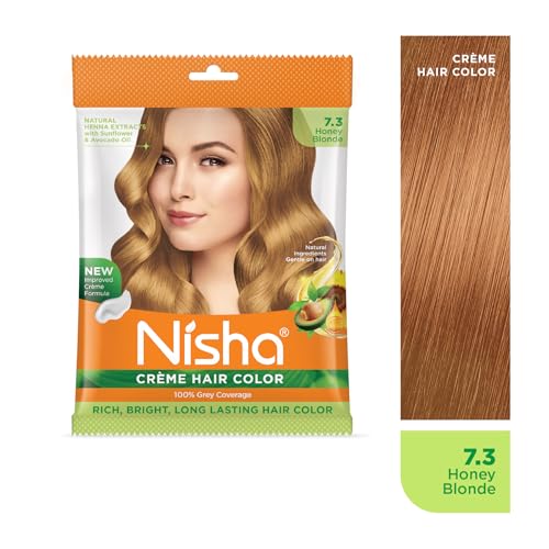 Image of Nisha Cream Permanent Hair Colour Full Grey Coverage (50g) Honey Blonde (Pack of 4)