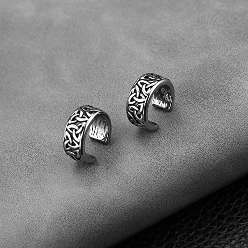 HZMAN Celtic Knot Ear Cuff Earrings for Men Women Stainless Steel No Piercing Clip On Cartilage Retro Knot Pattern Earring Jewelry Gift4